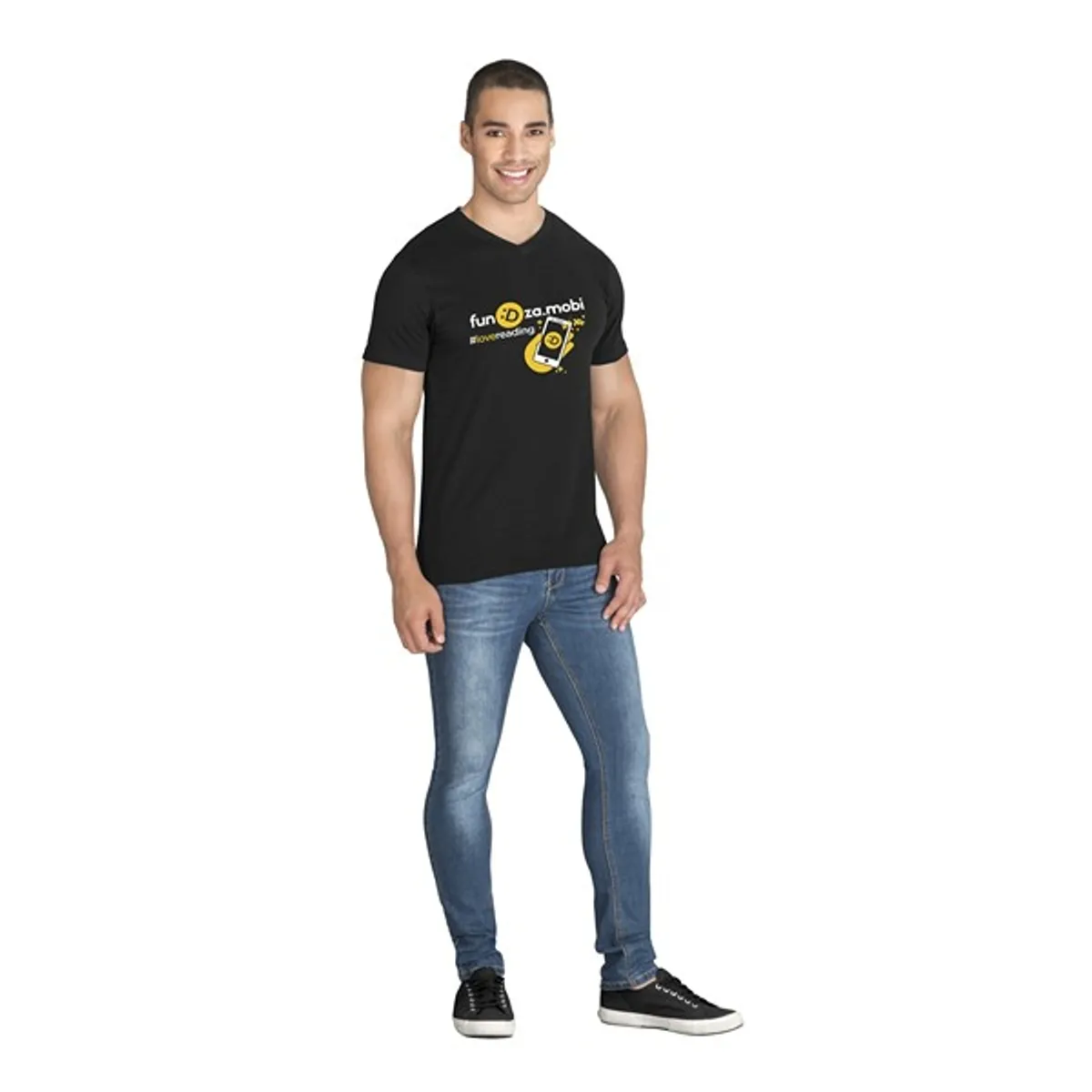 Man Wearing Super Club 165 V Neck T Shirt