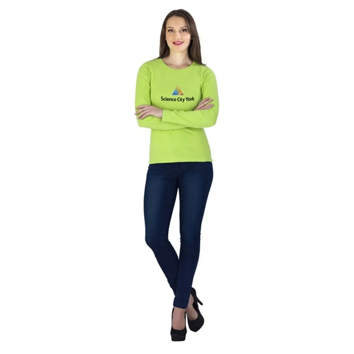 Woman Wearing Long Sleeve Portland T Shirt