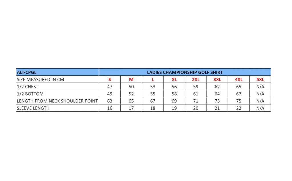 Ladies Championship Golf Shirt