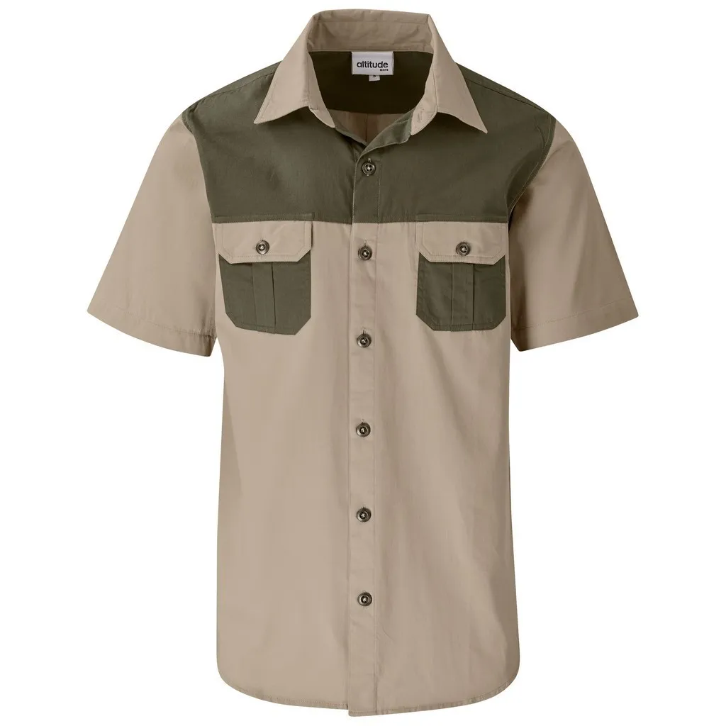 Mens Short Sleeve Serengeti 2 Tone Bush Shirt