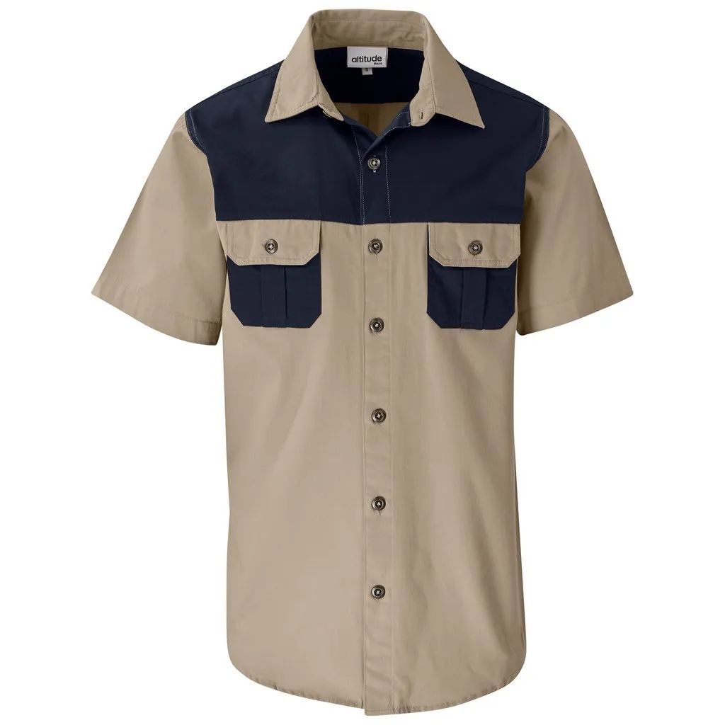 Mens Short Sleeve Serengeti 2 Tone Bush Shirt