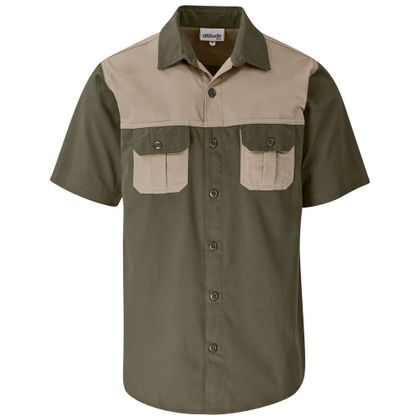 Mens Short Sleeve Serengeti 2 Tone Bush Shirt