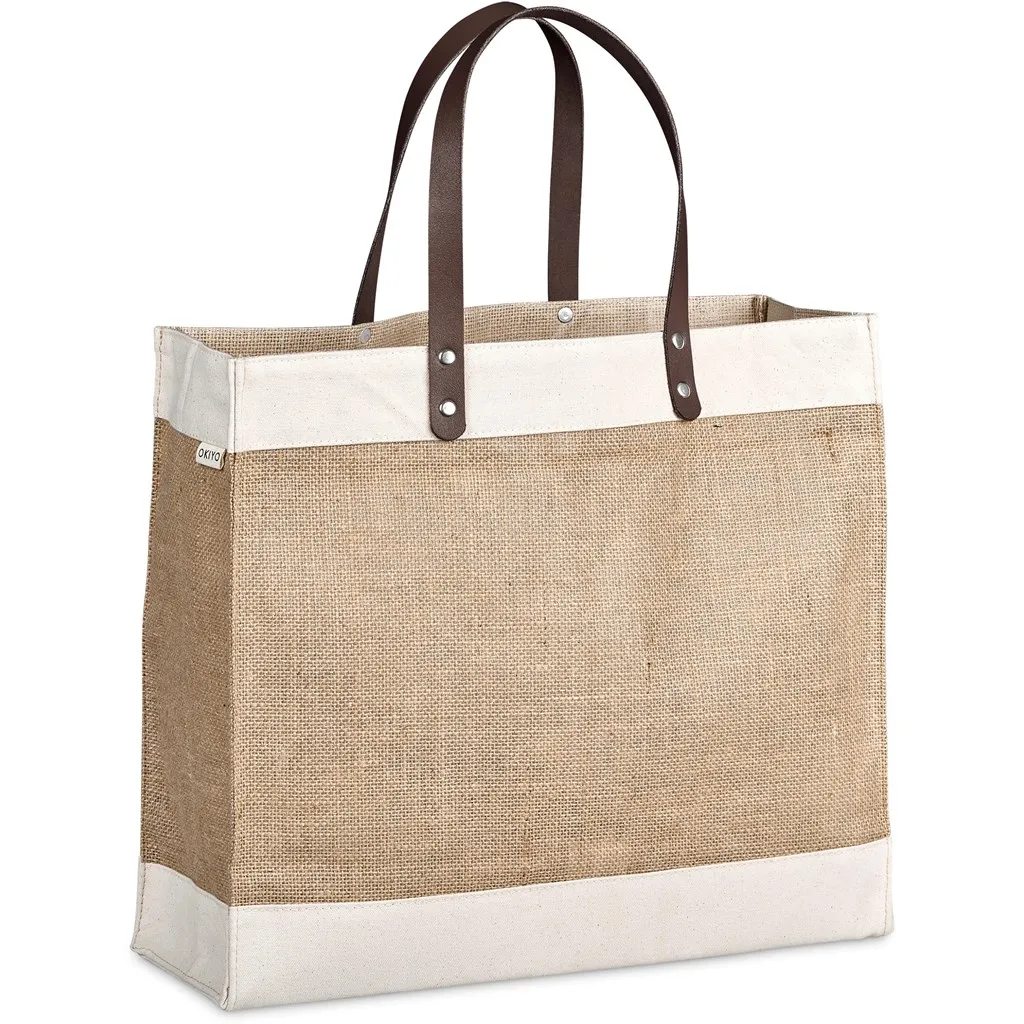 Okiyo Reza Jute And Tote Leather Handles