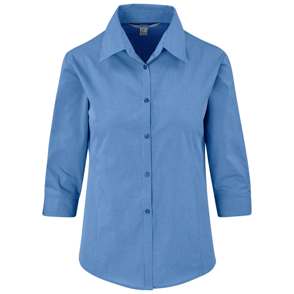 Ladies 3 4 Sleeve Micro Check Shirt