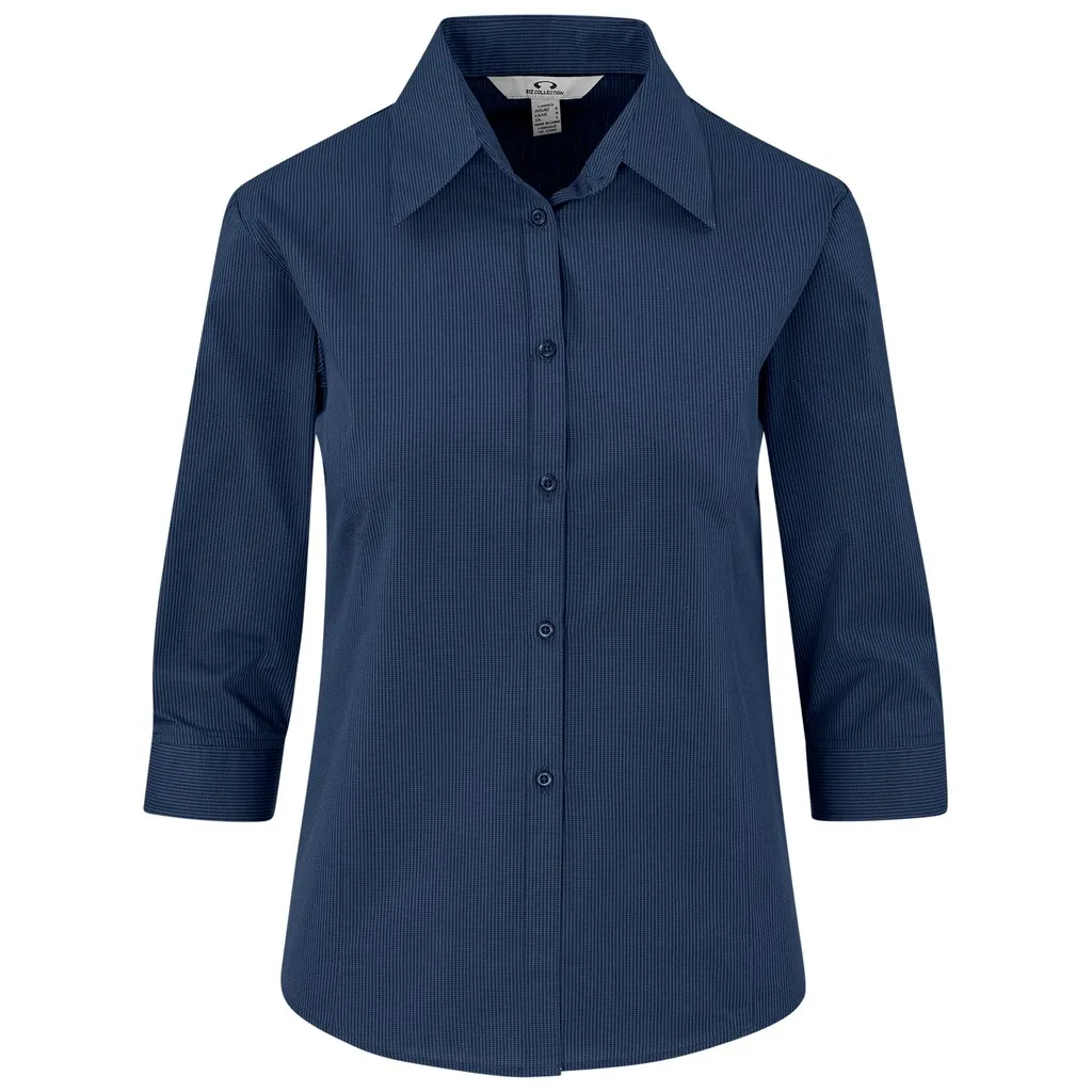 Ladies 3 4 Sleeve Micro Check Shirt