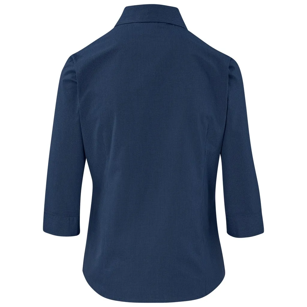 Ladies 3 4 Sleeve Micro Check Shirt