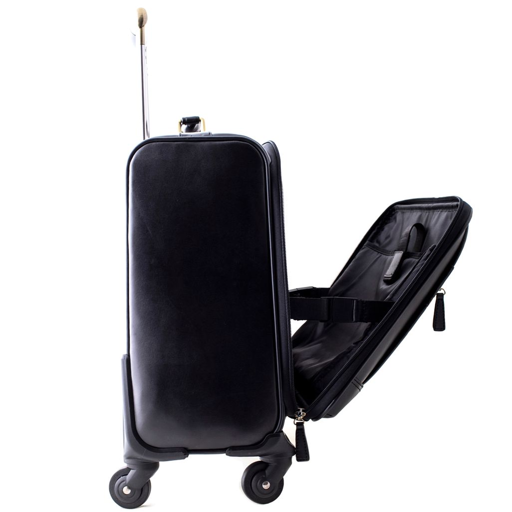 Leather 4 Wheel Computer Trolley