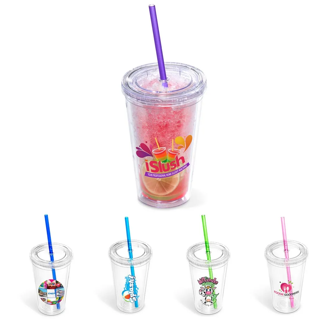 Malibu Double Wall Frosted Straw 470ml Tumbler Creative Brands
