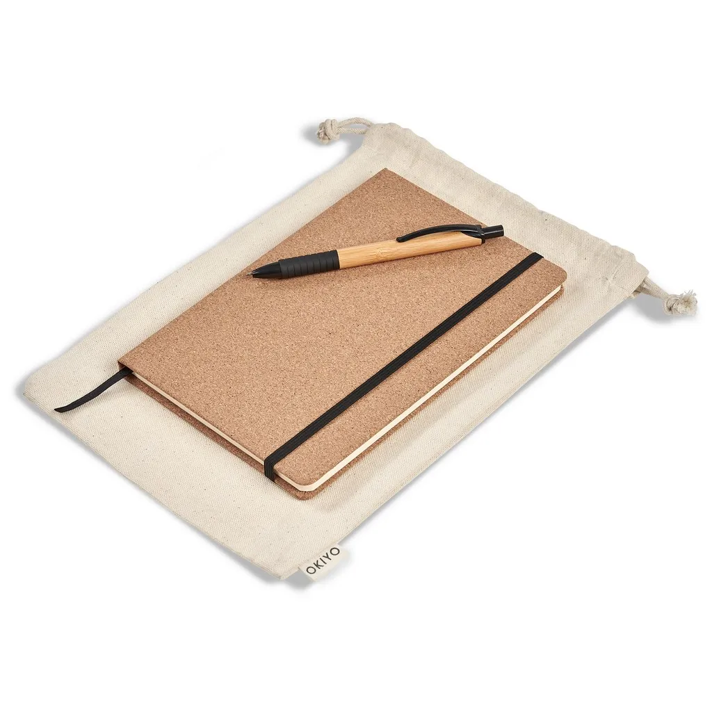 Okiyo Noto Cork And Bamboo Notebook And Pen Set