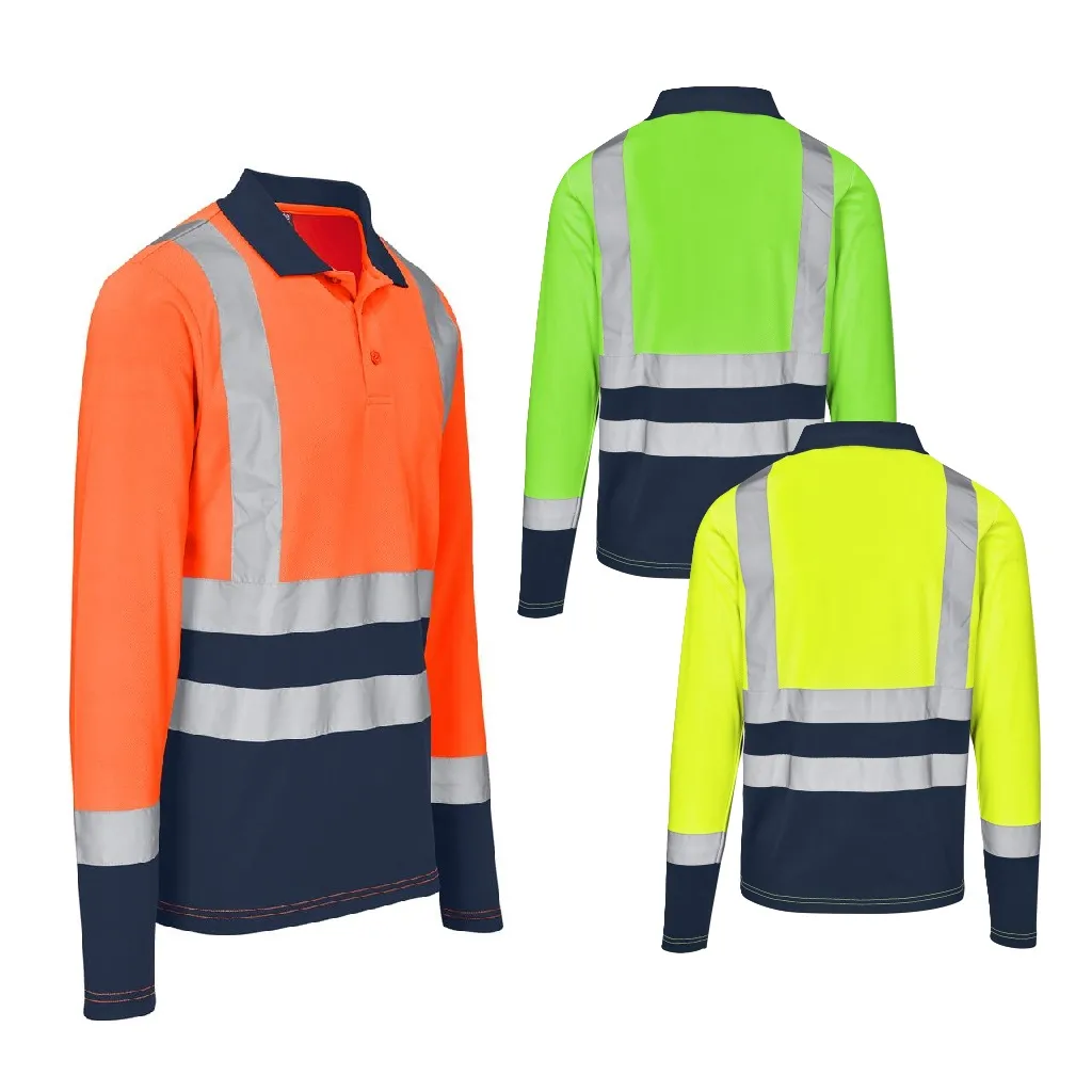 Long Sleeve Surveyor Two Tone Hi Viz Golf Shirt
