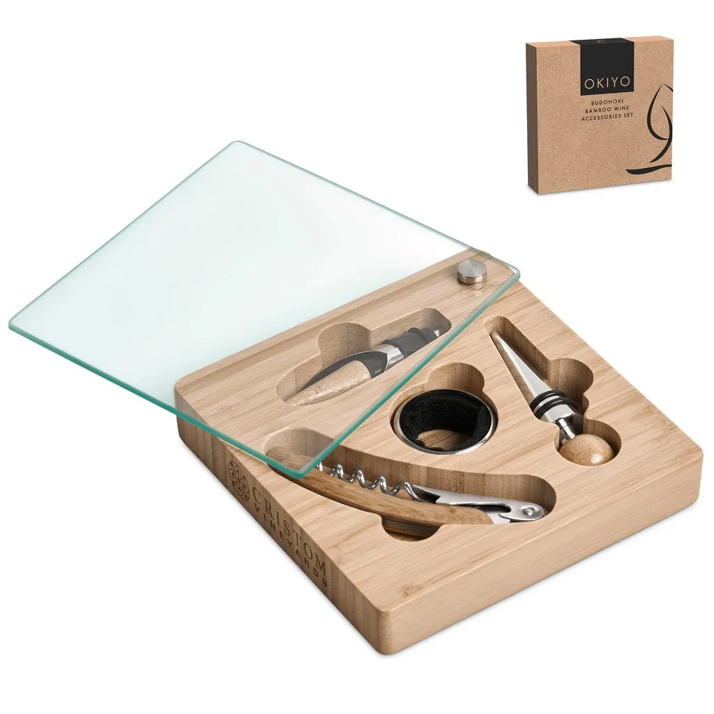 Okiyo Budonoki Bamboo Wine Accessories Set