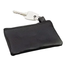 Leather Zippered Pouch With Split Ring