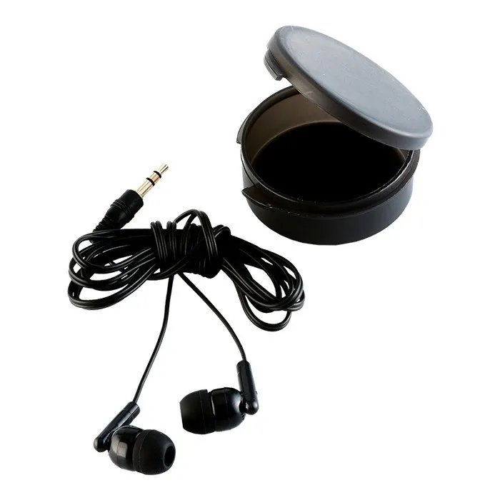 Earphones In Round Case