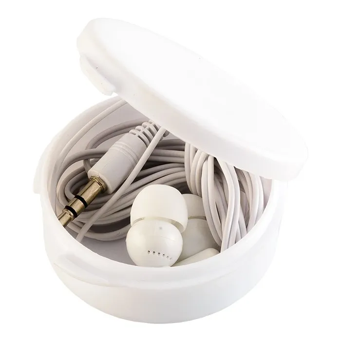 Earphones In Round Case