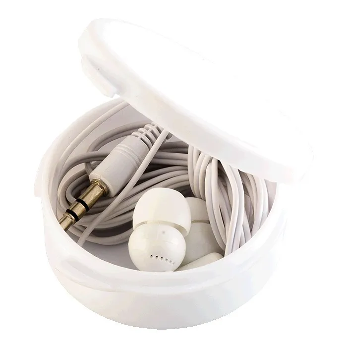 Earphones In Round Case