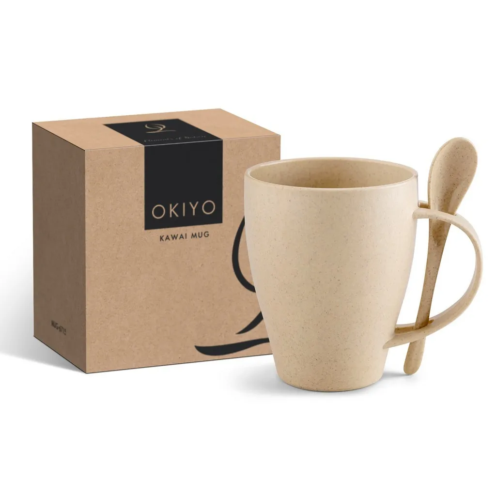 Okiyo Kawai Wheat Straw Mug And Spoon 350ml