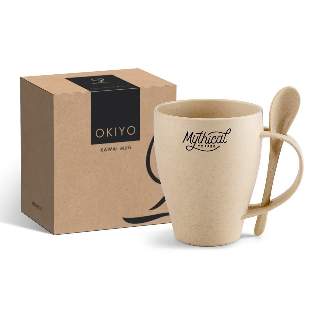 Okiyo Kawai Wheat Straw Mug And Spoon 350ml