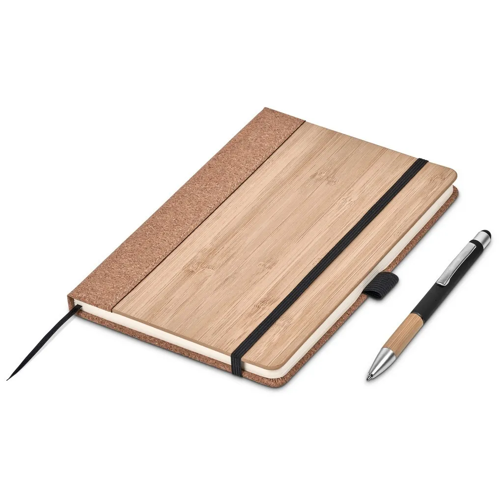 Okiyo Eri Bamboo And Cork Notebook And Pen Set