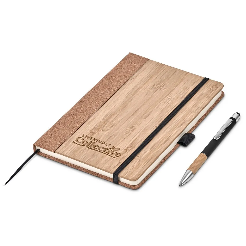 Okiyo Eri Bamboo And Cork Notebook And Pen Set