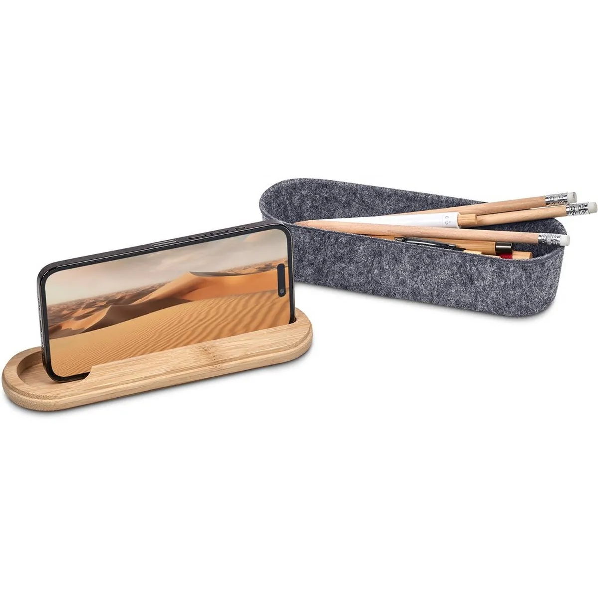 Okiyo Byoga Pet Felt And Bamboo Stationery Case