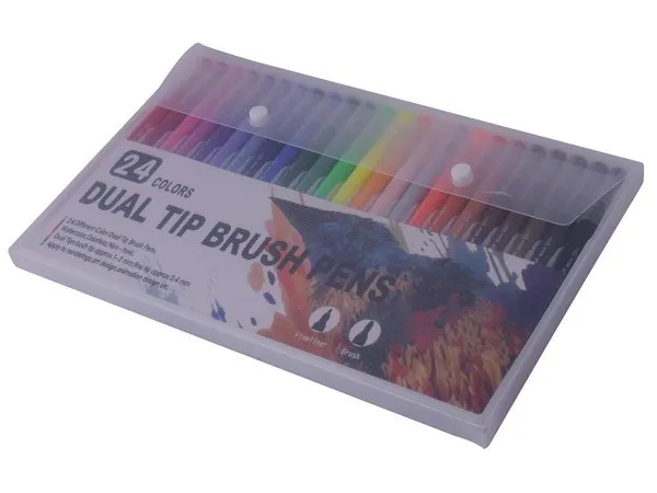 24 Piece Dual Tip Brush Pen Set