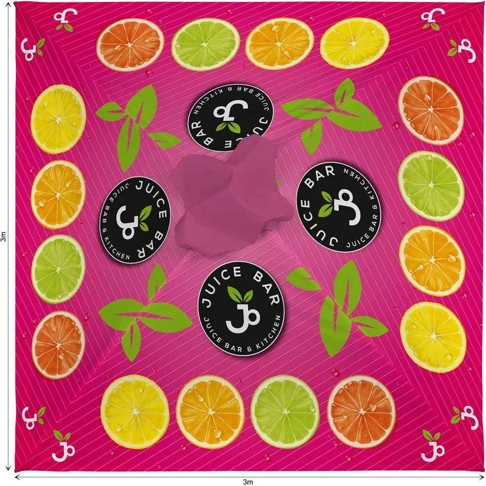 Sublimated Parasol Single Pole 3 x 3m